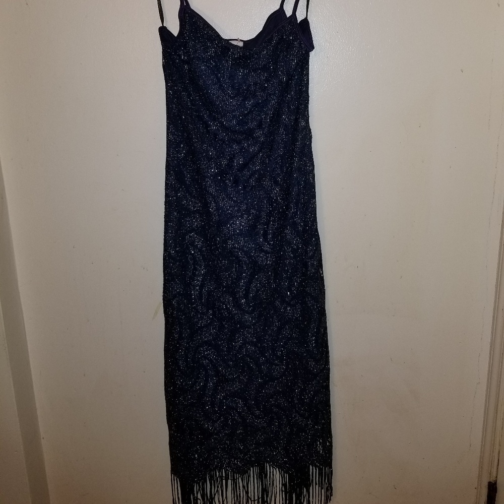 NWOT lace and fringe dress